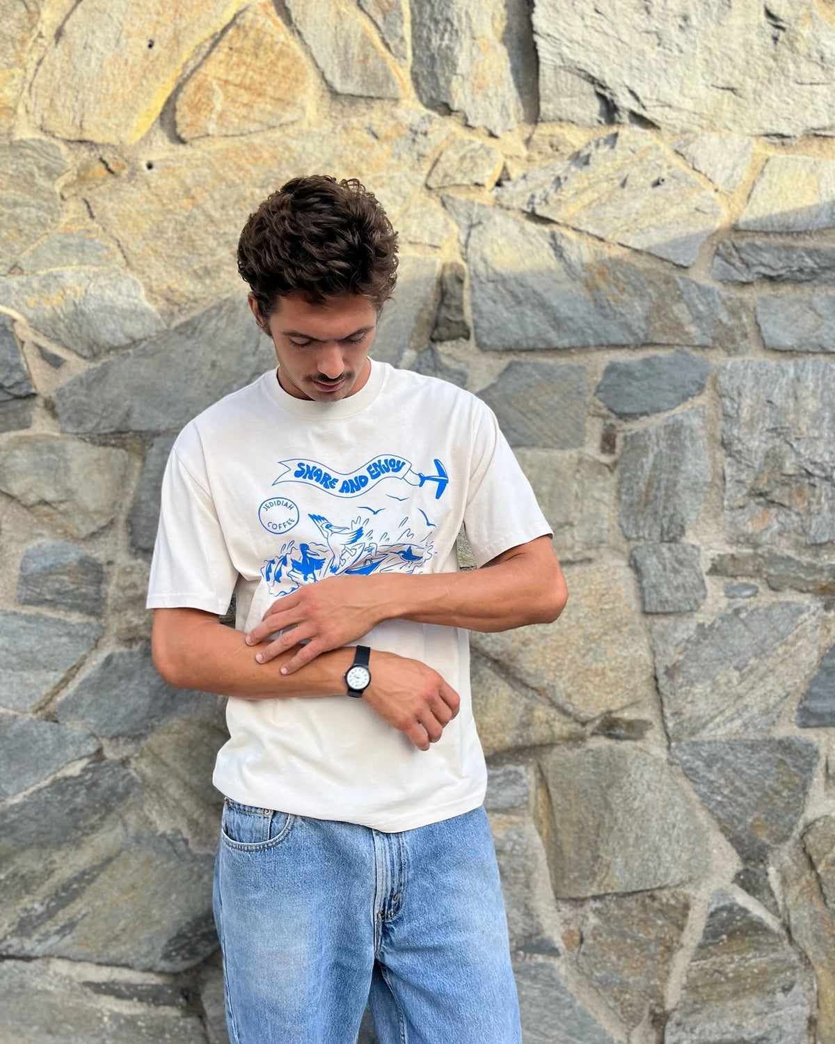 Party Wave T Shirt in Cream